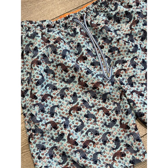 Peter Millar Shorts Large Swim Trunks Seaside Koi  Fish Drawstring Stretch Golf - Picture 2 of 7